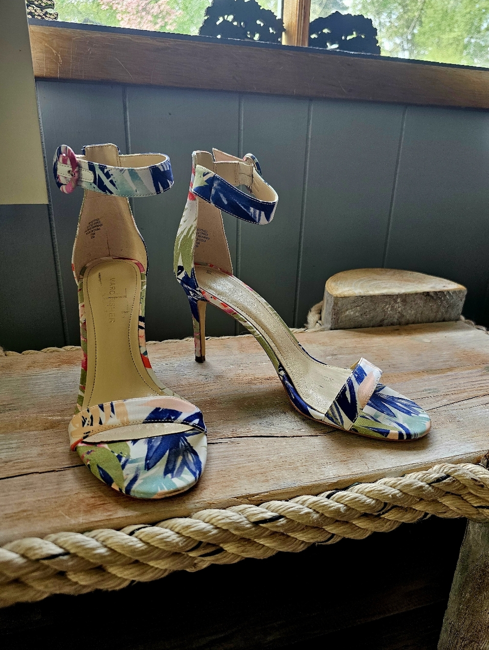 Marc Fisher Multicolor Floral Ankle-Strap Stiletto Sandal - Picture 11 of 15
